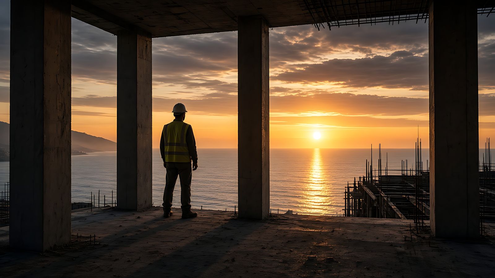 The site walk at dusk, checking every stage.